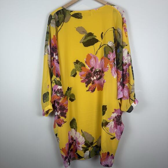 Trina Turk Mimosa Yellow Floral Print Shift Gentle Dress Small Resort Summer - Picture 4 of 11